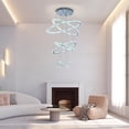 thumbnail image 6 of Miumaeov Modern Crystal Chandelier Lighting 6 Rings DIY Design Chandelier LED Ceiling Lights Fixtures 3-Color High Ceiling Foyer Chandelier for Living Room Dining Room Staircase, 6 of 15