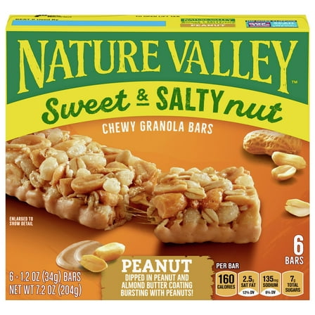 Pack of 2 Nature Valley Sweet & Salty Nut Peanut Granola Bars, 6 ct (Package May Vary)