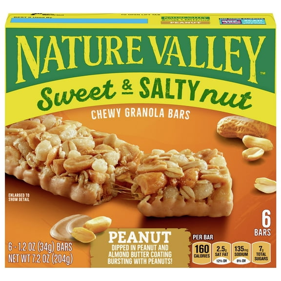 Pack of 2 Nature Valley Sweet & Salty Nut Peanut Granola Bars, 6 ct (Package May Vary)