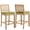 Olive, variant on Boho Bar Stools Set of 4, Natural Wood Counter Height Stools, Beige Upholstered Farmhouse Barstools with Woven Backrest, Kitchen Island Chairs, Sillas para Barra de Cocina