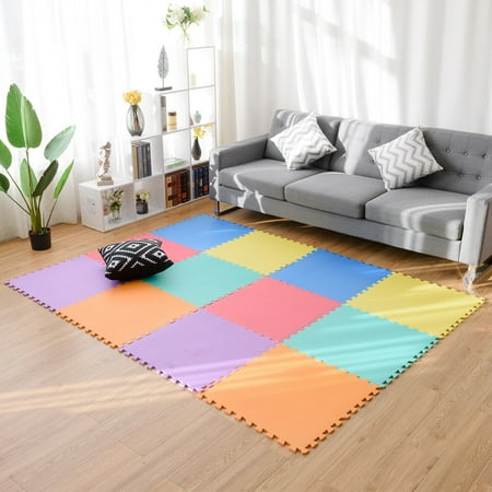 Baby Tile - Costway 12'' Baby Kids Carpet Puzzle Exercise Mat W/ EVA Foam Interlocking Tile Education