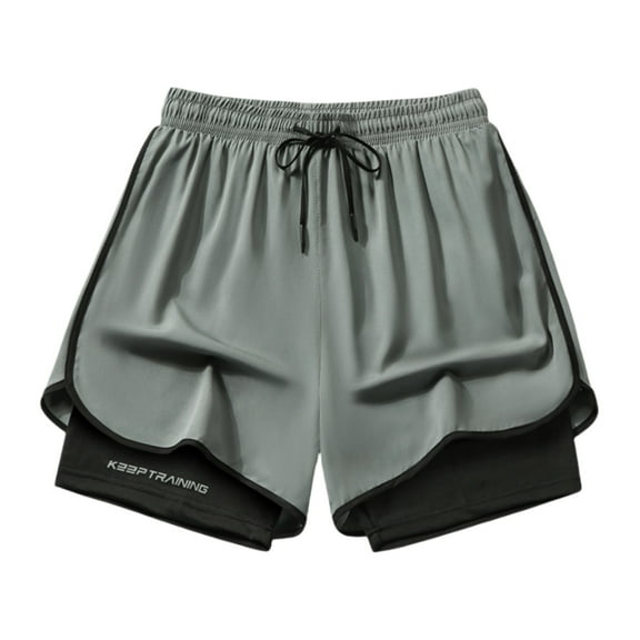 Men's Athletic Shorts 2 in 1 Running Workout Gym Sports Shorts with Liner Lightweight Breathable for Casual Training