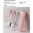 thumbnail image 3 of YISITIAN Cute Animal Series Ceramic Handle Tableware Set - Portable Rabbit Pattern Utensils Kit with Case, Includes Fork, Spoon & Chopsticks, Ideal for Kitchen, Camping & Travel AZ1014-1913, 3 of 5