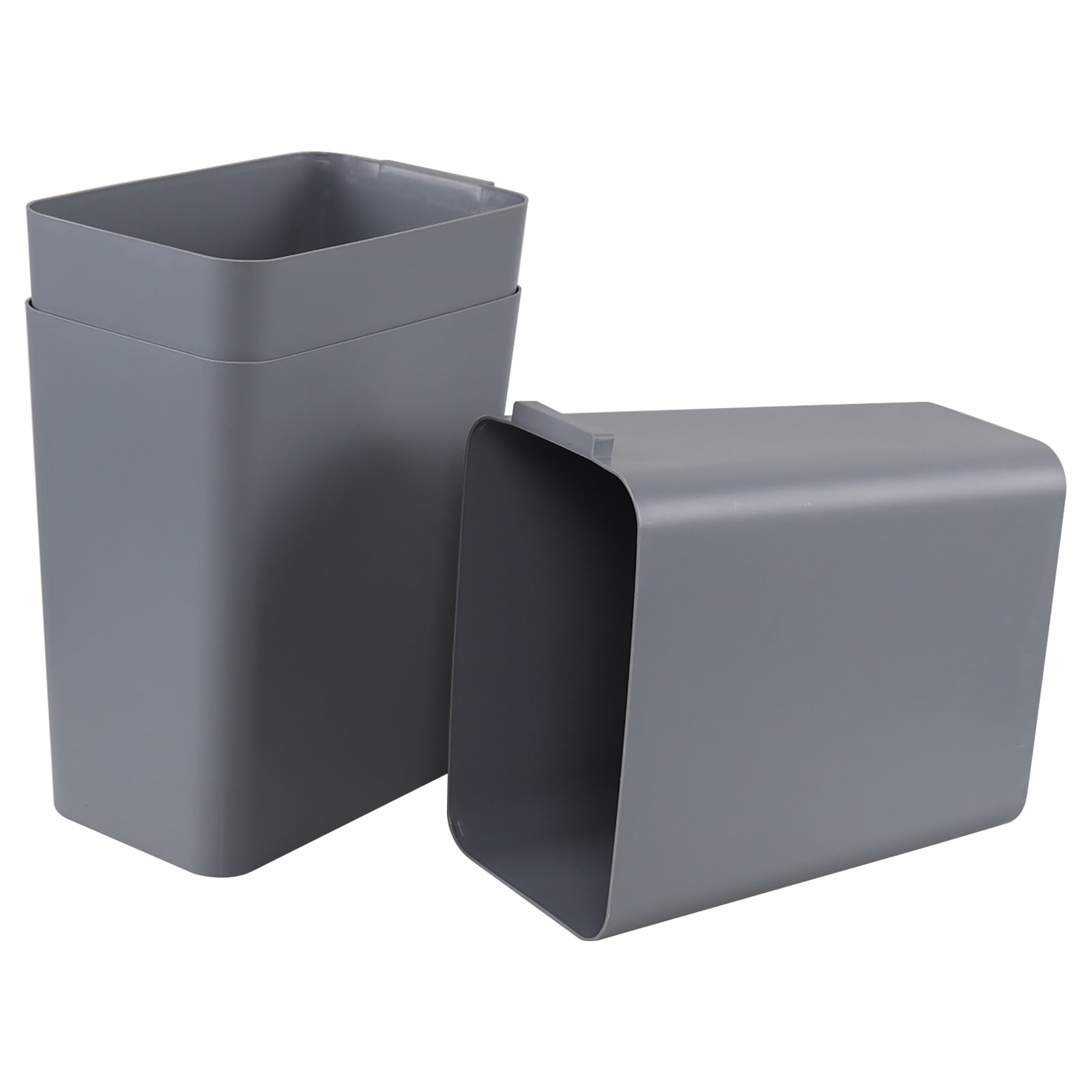 Lasbily 3-Pack 4.5 Gallon Plastic Rectangular Wastebasket, Slim Bathroom Trash Can, Gray