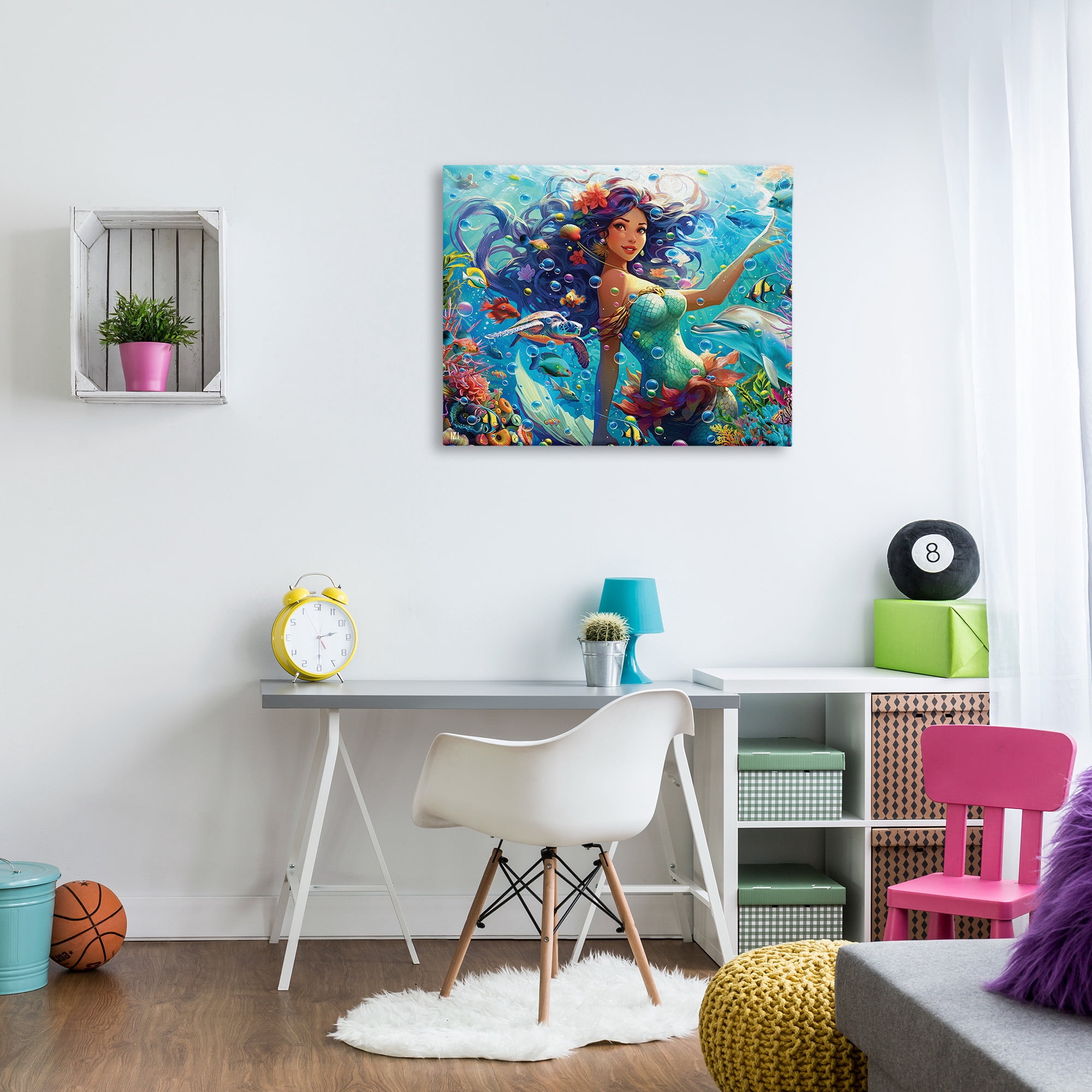 Stupell Industries Mermaid & Marine Animals Fairy Tales & Fantasy Painting Gallery Wrapped Canvas Art Print Wall Art, 40 x 30