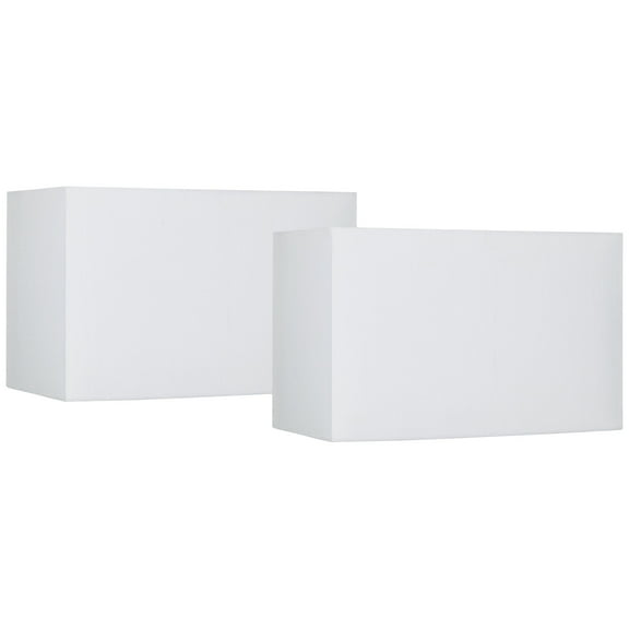 Springcrest 16" Top x 8" Depth x 10" High x Lamp Shade Replacement Set of 2 Medium White Rectangle Hardback Spider Harp Finial