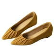 thumbnail image 2 of Flats Shoes for Women Pointed Toe Ballet With Elegant Pleated Detail Soft Retro Casual Loafers Slip On Comfort Driving Shoes,Yellow,CN:36(US:5.5), 2 of 7