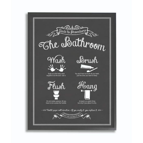 The Stupell Home Decor Collection Guide to The Bathroom Icons Oversized Framed Giclee Texturized Art