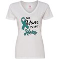thumbnail image 3 of Inktastic My Mom is My Hero- Ovarian Cancer Awareness Women's V-Neck T-Shirt, 3 of 5