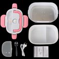 thumbnail image 1 of Electric Heated Lunch Box Fast Heating Food container Dinnerware 12V 220V EU Plug Travel Car Work Heating Bento Box Food Warmer Pink EU Plug, 1 of 6
