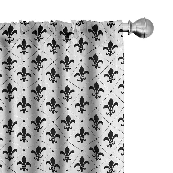 Ambesonne Fleur De Lis Curtains, French Motifs, Pair of 28"x84", Black White