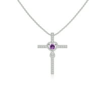 Natural Amethyst with Moissanite Infinity Cross Pendant Necklaces for Women in Sterling Silver,February Birthstone Jewelry Gifts for Her Birthday,Wedding Anniversary,Mothers Day,Christmas,Valentines