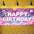 thumbnail image 5 of Yatrandify Colorful Design Happy Birthday Banner Outer Space Pattern Decorative Stars Astronaut Theme for Kids Party Indoor Decoration Celebration, 5 of 8