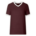 thumbnail image 5 of Womens T Shirts Summer Tops 2025 Color Block Short Sleeve V-Neck Casual Stylish Basic Tees Tshirts Shirts for Women, 5 of 6