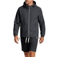 thumbnail image 2 of Bpyeka Men's Casual Two-Piece Matching Set, Hooded Zip-Up Long Sleeve Tops & Drawstring Waist Shorts, Quick Dry Breathable Outfit for Sports, XS-3XL, 2 of 5