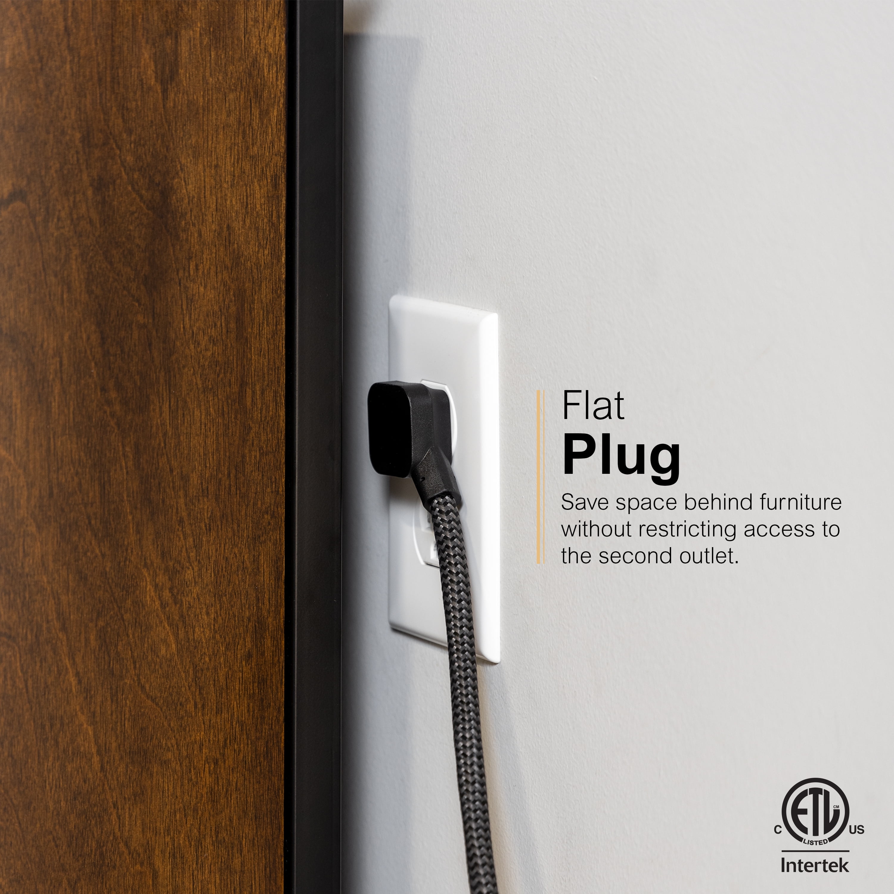 GE Adapt 8-Outlet Surge Protector with USB, Turtle, 1780J, 2 USB-a Ports, 2.4a, 3ft Braided Cord, Black