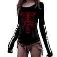 thumbnail image 2 of Yuhangmm Halloween Tshirts Women Halloween Skeleton Printed T Shirt with Cool Skeleton Design for Holiday Wear M, 2 of 5