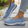 thumbnail image 2 of Women's Woven Orthopedic Breathable Shoes Comfortable Walking Sneakers with Arch Support Walking Slip on Tenis Shoes Blue Size 6.5, 2 of 5
