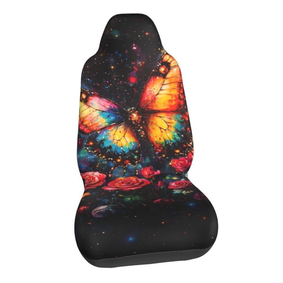 Butterfly Rose Starry Sky Pattern Car Seat Covers Stretch Car Seat Protectors Universal Fit