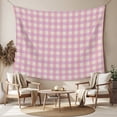 thumbnail image 2 of Pink Small Tapestry for Bedroom Wall Hanging Tapestry, Grid Checkered Plaid Gingham Lattice Trellis Ceiling Backdrop Tapestries Poster Blanket Wall Decor for Teens Room Living Room Dorm 23" x 28", 2 of 8