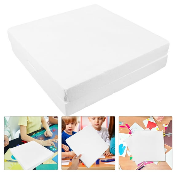 HAMPPLIES 2Pcs White Foam Blocks for Crafts Model Making 11.8x11.8x1.4in Square