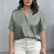 thumbnail image 3 of Mujeres Más Tamaño Manga Corta Tops Color Sólido Cuello Redondo Casual Camiseta Suave Transpirable, Mujeres Más Tamaño de Verano Tops, 3 of 5