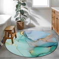 thumbnail image 3 of Round Rugs 3Ft, Teal Round Area Rug Washable Indoor Throw Carpet, Modern Marble Ink Painting Abstract Art Small Non Slip Circle Rug for Bedroom Living Room Home Decor Aesthetic, 3 of 8