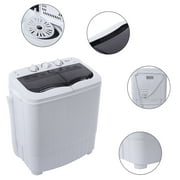 Compact Portable Washing Machine,Mini Compact Twin Tub with Built-in Drain Pump Washer 14.3Lbs Semi-automatic Spinner