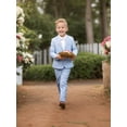 thumbnail image 6 of Lycody Summer Boys Seersucker Suit Kids Formal Slim Tuxedo Suits for Teen Beach Prom Graduate Party Wedding Single Breasted Pocket design Jacket Adjustable waist Pants Set, 6 of 6