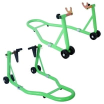 Motorcycle Stand 1000LB Sport Bike Front and Rear Wheel Lift Swingarm Paddock Stands Black U green