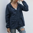 thumbnail image 5 of Cheers.US Rain Jacket Women Striped Lined Hooded Lightweight Raincoat Outdoor Waterproof Windbreaker, 5 of 7