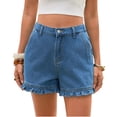 thumbnail image 7 of Summer High Waist Women Casual Jeans Denim Pants Ruffle Shorts, 7 of 7