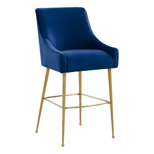 TOV Furniture Beatrix Navy Velvet Bar Stool - Gold Legs