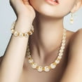 thumbnail image 6 of DESIGNICE 2026 New Jewelry Sets Elegant Luxury Lady Jewelry Pearl Set Necklace Earrings Bracelet Three Piece Set for Party, Wedding, Anniversary, Gift (Gold), 6 of 8