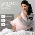 thumbnail image 3 of 20" x 20" Throw Pillow – Cream Peach: 1 PCS Luxurious Premium Microbead Pillow With 85/15 Nylon/Spandex Fabric. Forever Fluffy, Outstanding Beauty & Support. Silky, Soft & Beyond Comfortable, 3 of 7
