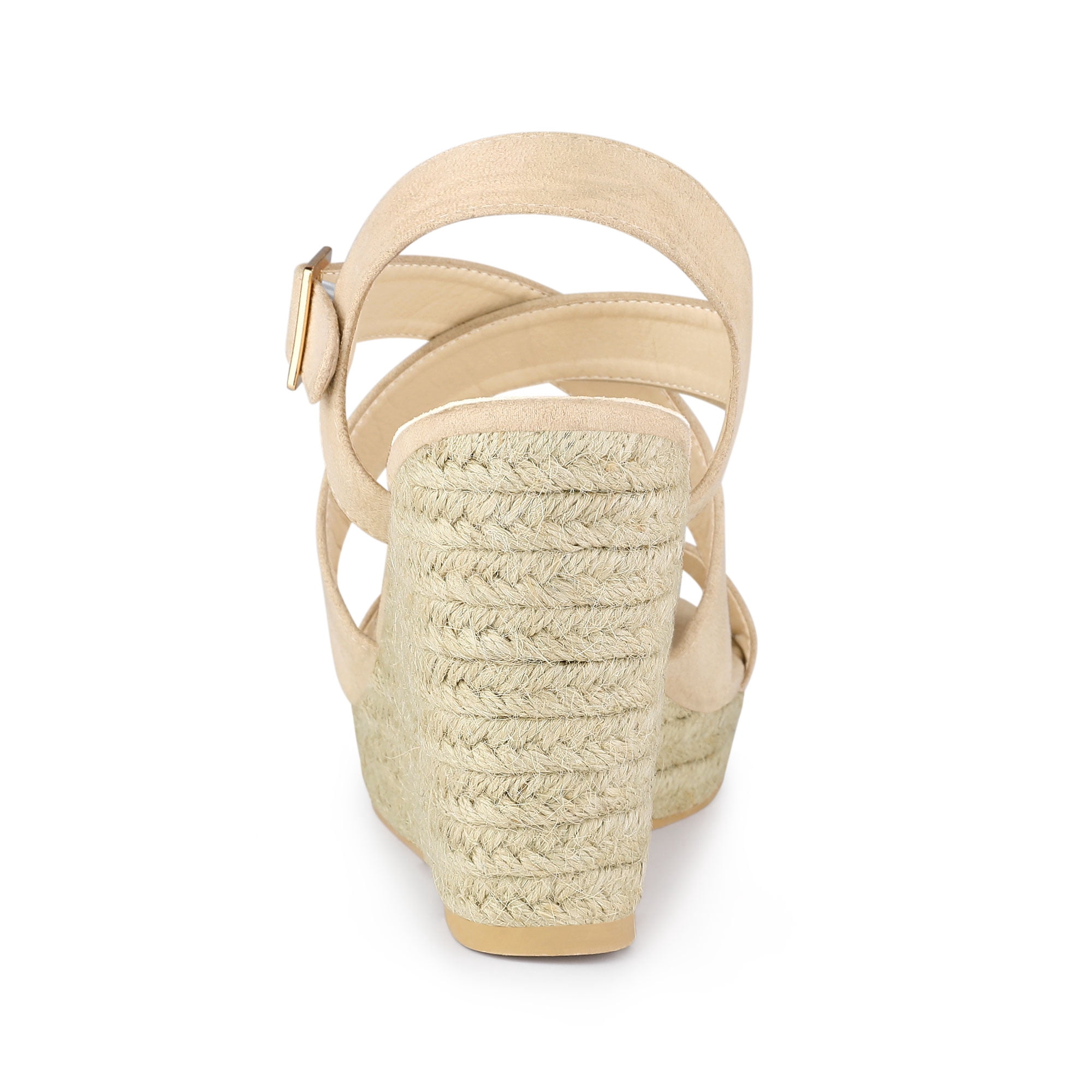 DARING DIVA Women's Stylish Espadrilles Platform Slingback Wedges Sandals Beige 10