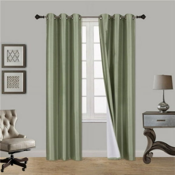 Sage 1-Piece Noa Solid Blackout Grommet-Top Window Curtain Panel 37" W X 63" L