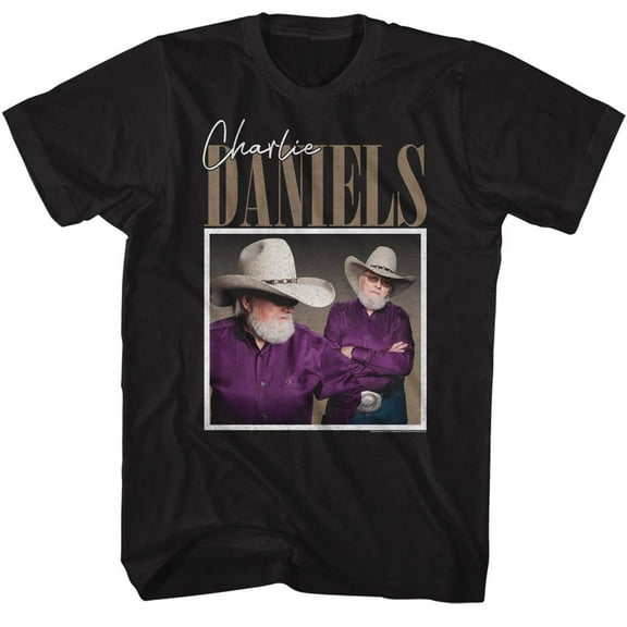 Charlie Daniels Band Two Photos Of Charlie Black Adult T-Shirt 4Xt