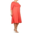 thumbnail image 3 of Women's Plus Size trendy style Solid 3/4 sleeve long dress, 3 of 5