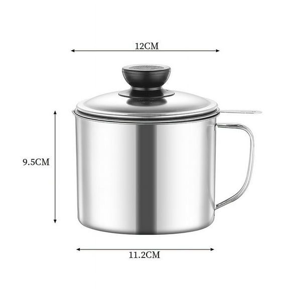 QIDITONG Stainless Steel Oil Filter Pot Large Capacity Bacon Grease Container Oil Strainer Pot Frying Pot With Lid Mini French Fryer Japanese Frying Pot For Kitchen Camping