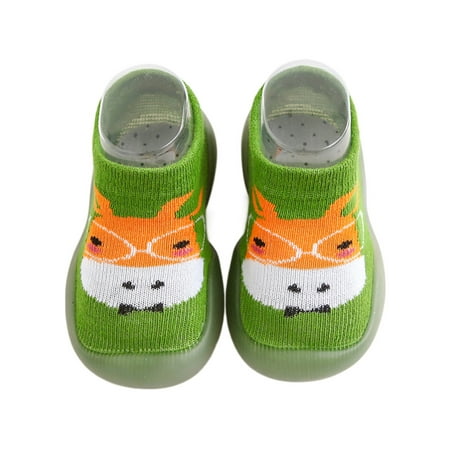 

Zodanni Toddler Socks Slipper Prewalker First Walker Shoes Cartoon Crib Shoe Baby Sock Outdoor Cute Rubber Sole Floor Slippers Green 8C