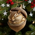 thumbnail image 4 of YiFudd 3D Woodland Christmas Ornaments – 3D Acorn Decor with Sleeping Chipmunk for Forest Animal Decor, Chipmunk, 4 of 4