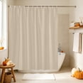 thumbnail image 4 of Tan Solid Color Shower Curtain, Waterproof Shower Curtains for Bathroom, Modern Minimalist Pure Color Washable Fabric Bathtub Curtain Set Bath Decor with 12 Hooks Extra Long 72"x96", 4 of 8