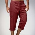 thumbnail image 5 of Xcmzpl Capri Pants for Men Chino Cargo Pants Elastic Waist Rolled Capris Solid Baggy Harem Cropped Trousers with Pockets, 5 of 8
