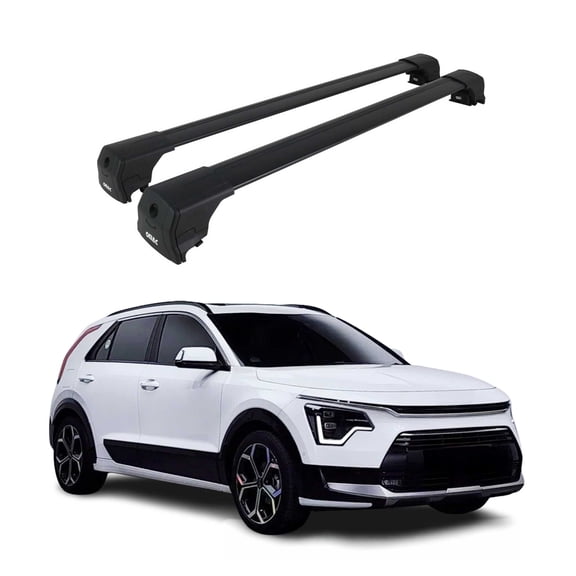 For 2023-2025 Kia Niro Alu Roof Racks Cross Bars Luggage Carrier Black 2Pcs