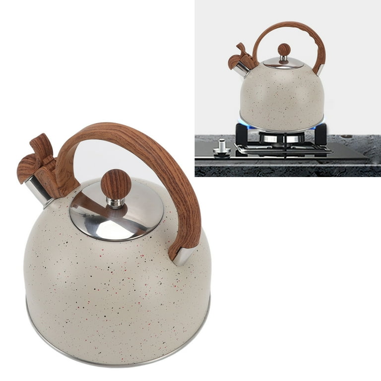 Whistling Tea Kettle, Stainless Steel Teapot, 3.17 QT - Beige