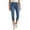 #03 Dark Blue 【Daily Essentials: Mix & Match All Colors】, variant on Women's Stretch Denim Capris Pants with Pockets, Mid Distressed Hem Casual Summer Stretchy Cropped Trousers, Solid Color Trendy Comfy Daily Wear Travel Essentials | Aestivo,Black L