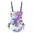 thumbnail image 4 of TrendVibe365 Vintage Swimsuit for Women Purple One Piece Thong Adjustable Shoulder Strap Floral Swimwear Beachwear S, 4 of 4