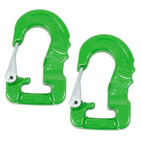 2 Pack 2 Ton Round Sling Hook with Safety Latch – 5,300 lbs WLL Heavy Duty Rigging Hook for Round Nylon Slings, Lifting & Hoisting Equipment - Green