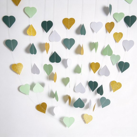 Love-Heart Garland, 52Ft Rustic Wedding Decoration Streamers Banner for Bachelorette Parties, Engagements, and Valentine's Day Decor
